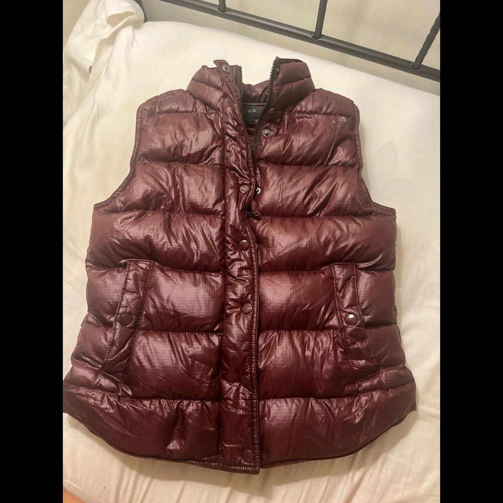 J Crew burgundy warm down vest xs